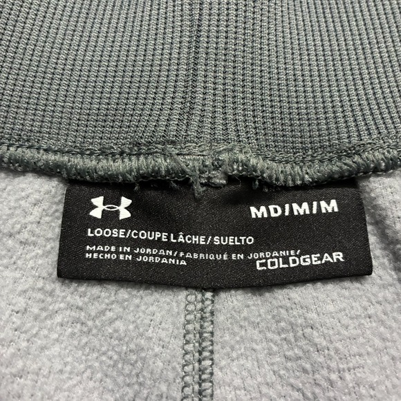 Under Armour ColdGear Mens Sweatpants Size M Gray Fleece Pull On Loose Mid Rise - Picture 6 of 10